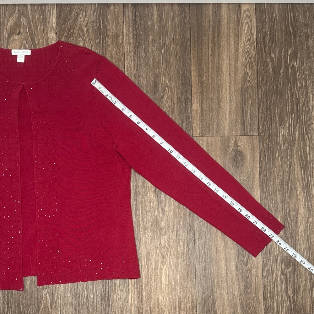 Charter Club Red Cardigan Sweater Women’s Size Large - Picture 9 of 13